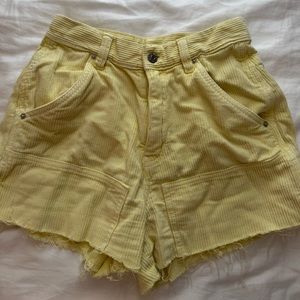 Urban Outfitters Yellow Ribbed Corduroy Shorts